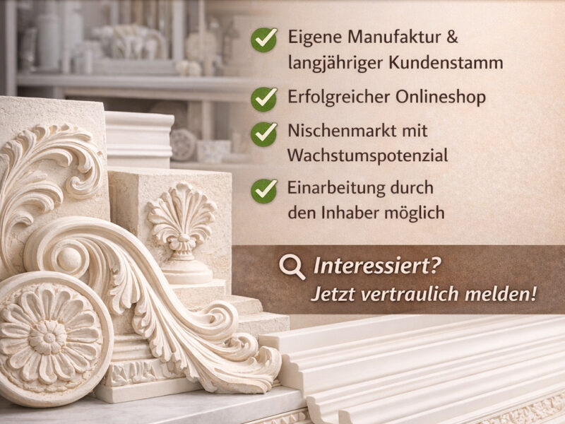Etablierter Handwerksbetrieb für dekorative Stuckelemente aus echtem Gips sucht einen Nachfolger